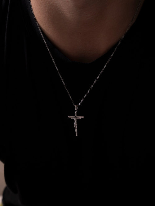 Cadena Crucifijo | Acero plateado