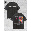 Men's Cotton T-Shirt Printed with "GOD'S PLAN" High Street Style Short Sleeve round Neck Casual Top for Youth Spring Autumn